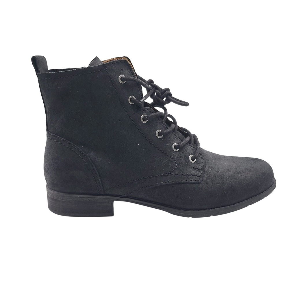 Earth Janel-QV Black Leather Lace Up Side Zip Ankle Boots Women's Size 9W NWOB